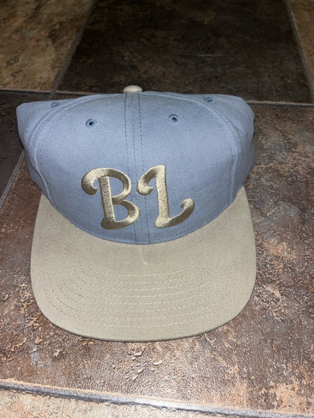 Vintage Bud Light Embroidered Two-Tone Men's Snapback Hat - Gray and Khaki